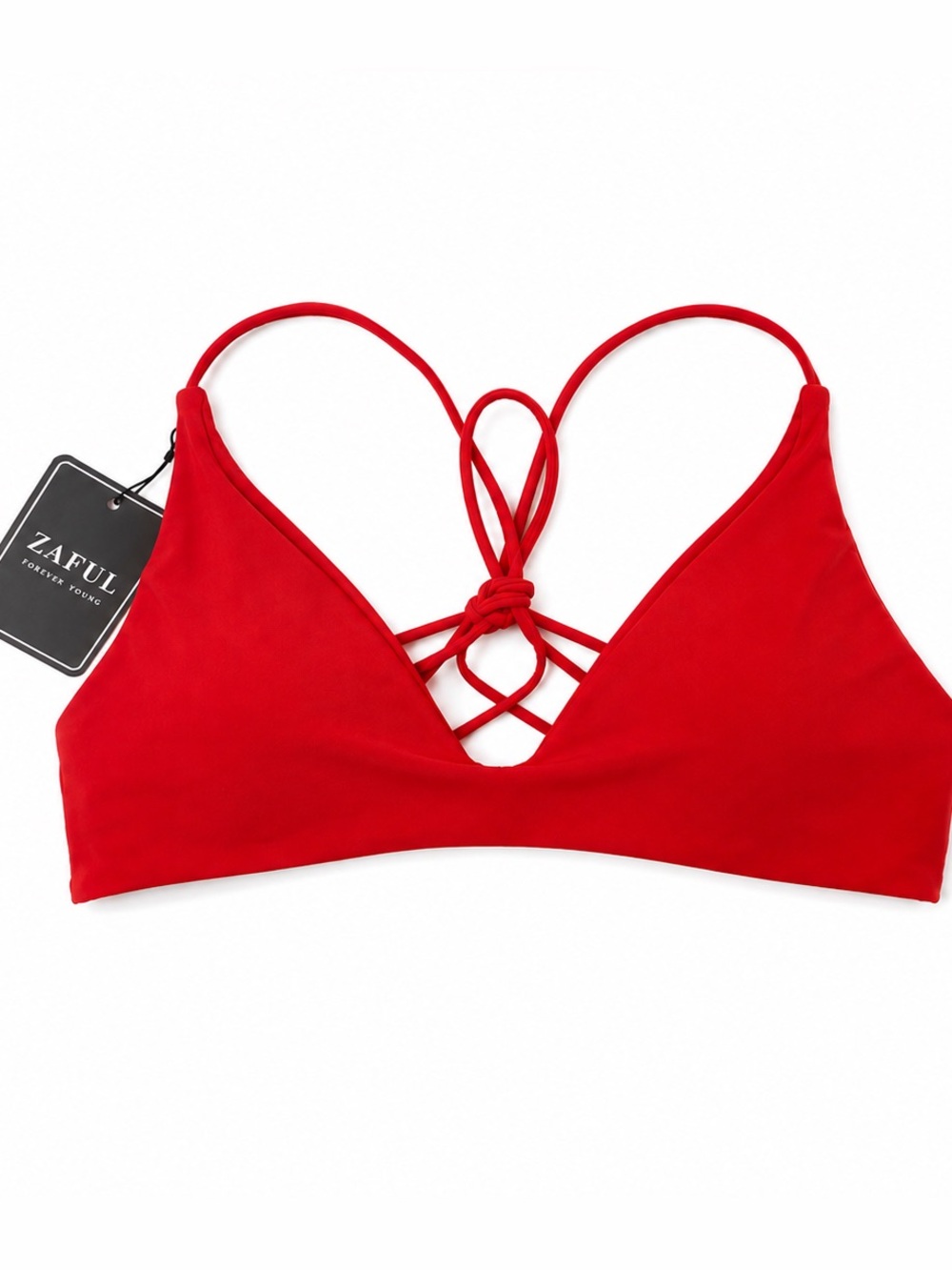 Zaful Red Crisscross Triangle Bikini Top